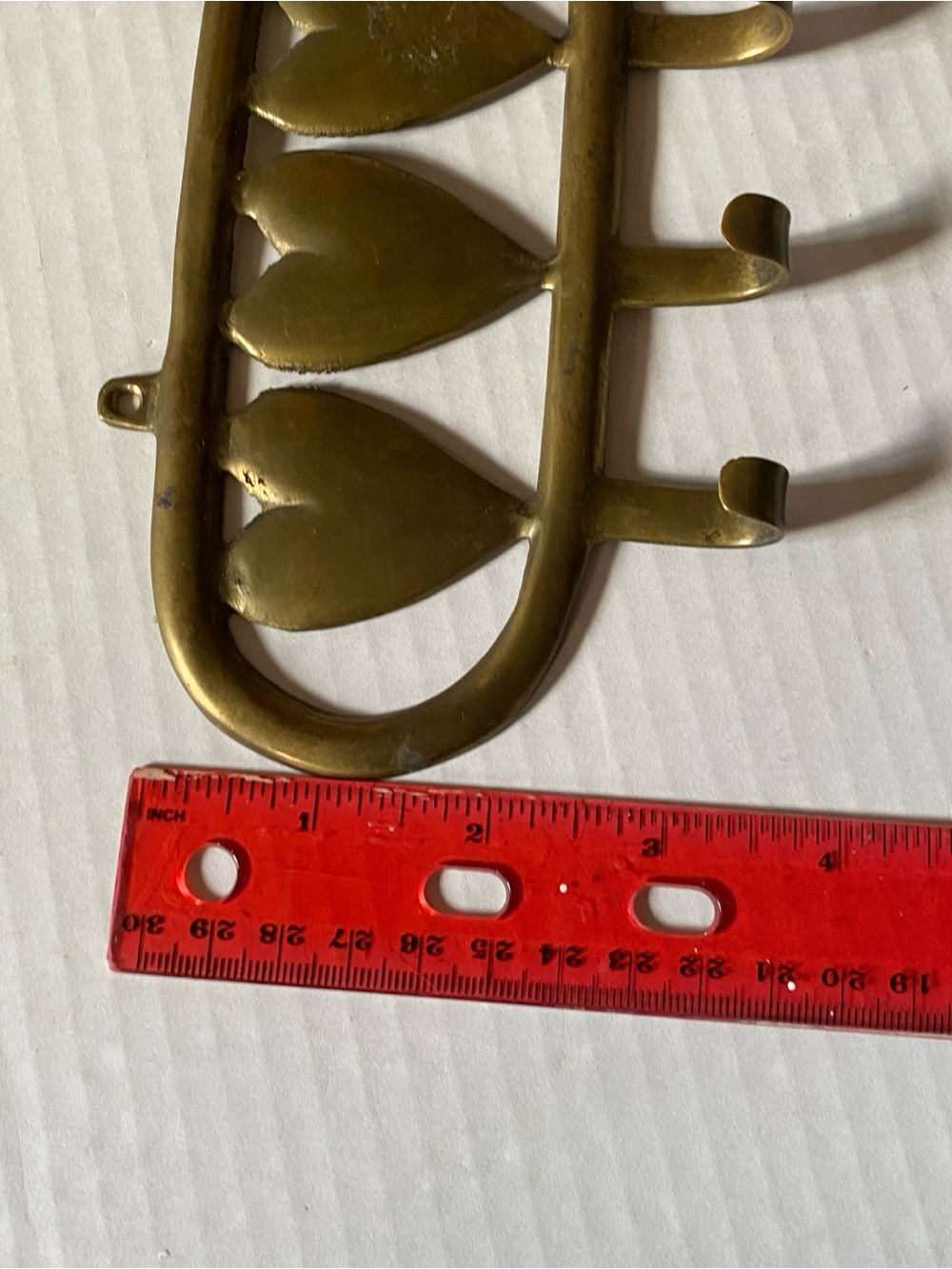 Vintage/Retro Gold Brass Finish Heart Wall Mounted Metal Hook Rack,4 Hooks decor - Picture 5 of 5